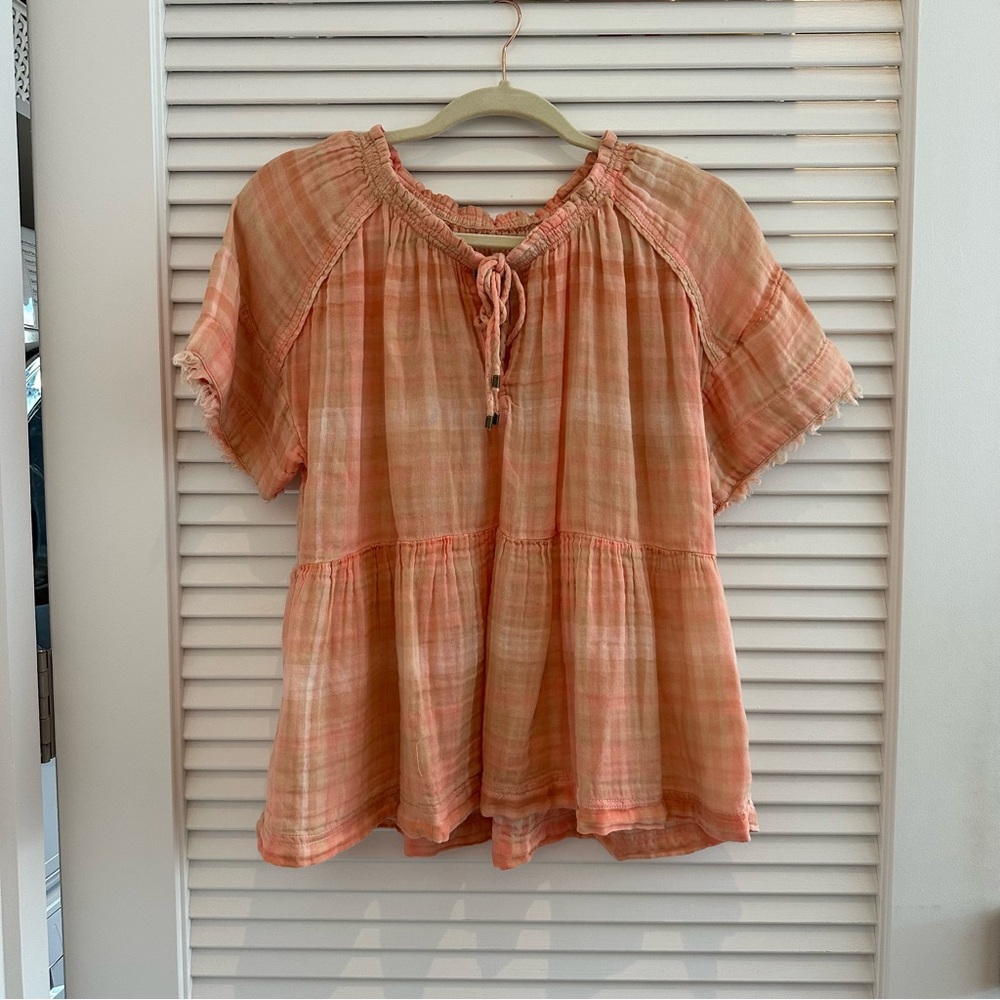 Anthropologie Short Sleeve Peasant Top